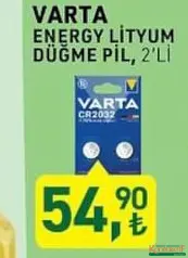 VARTA ENERGY LİTYUM DÜĞME PİL 2'Lİ fiyat ve kampanya bilgisi
